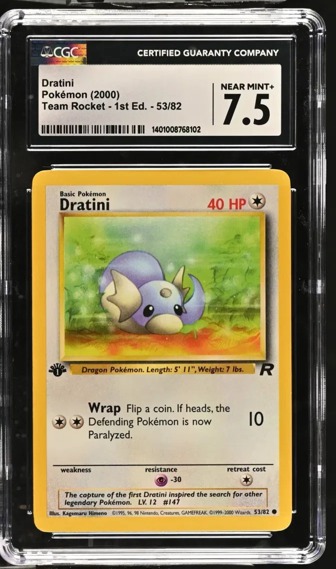 2000 Team Rocket - 1st Edition - English Dratini #53 CGC 7.5