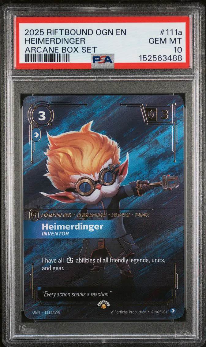 2025 #111a Heimerdinger - Inventor PSA 10 Riftbound: League of Legends Ogn-Origins