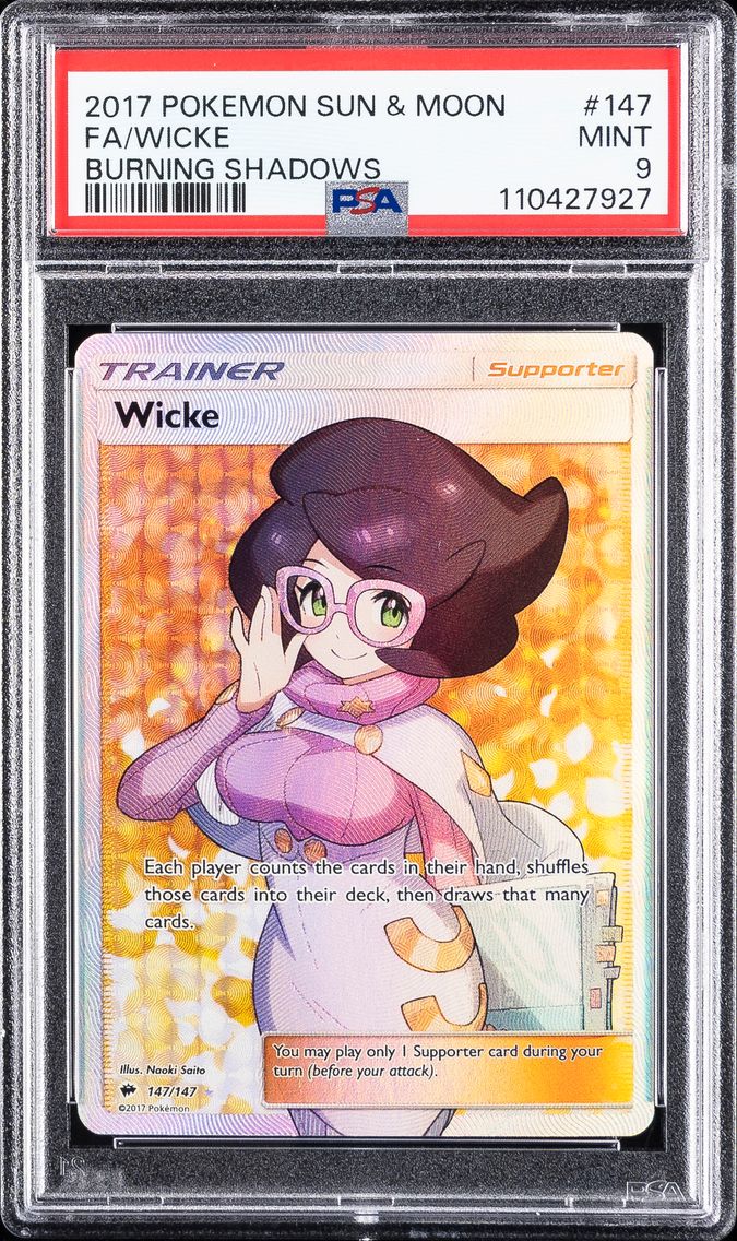 2017 #147 Full Art/Wicke PSA 9 Sun & Moon Burning Shadows Pokemon