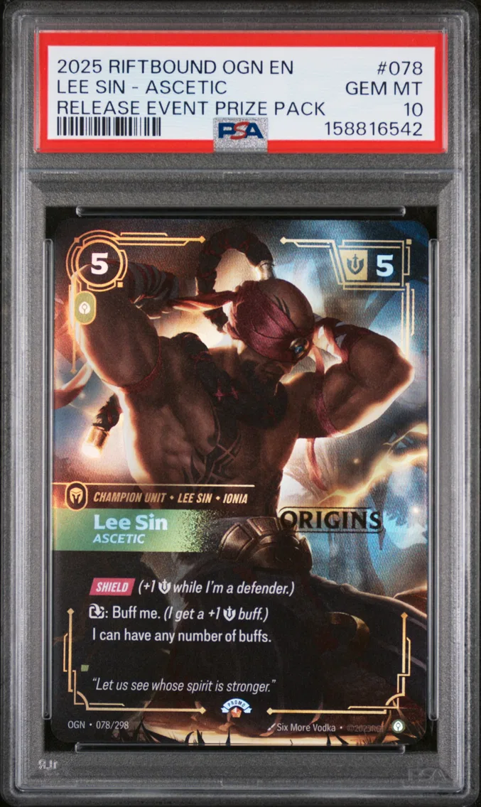2025 #078 Lee Sin - Ascetic PSA 10 Riftbound: League of Legends Ogn-Origins
