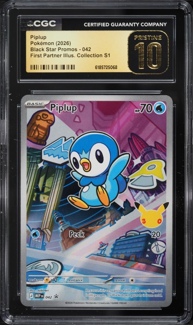 2026 #42 Piplup CGC 10 Pokemon Mega Promo First Partner Illustration Full Art
