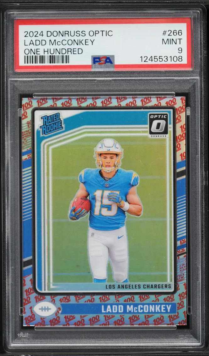 2024 #266 Ladd McConkey PSA 9 Panini Donruss Optic Football