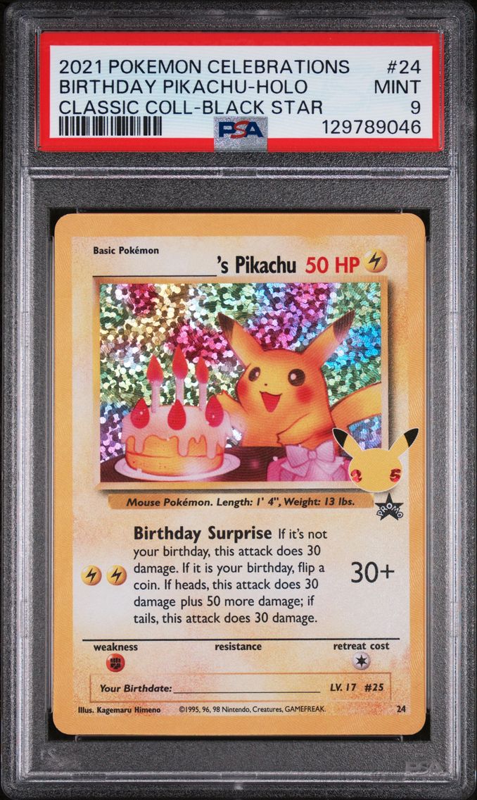 2021 #24 Birthday Pikachu-Holo PSA 9 Celebrations Classic Collection