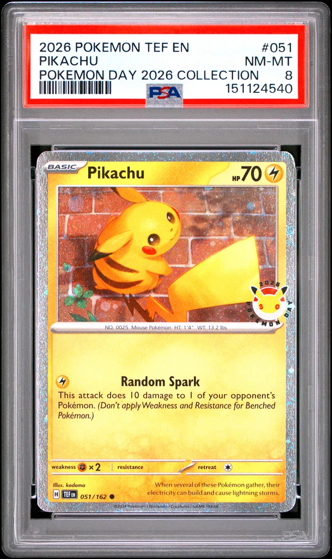 2026 #051 Pikachu PSA 8 Tef EN-Temporal Forces