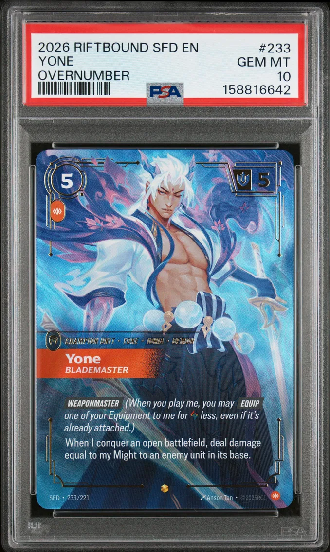 2026 #233 Yone - Blademaster PSA 10 Riftbound: League of Legends Sfd-Spiritforged