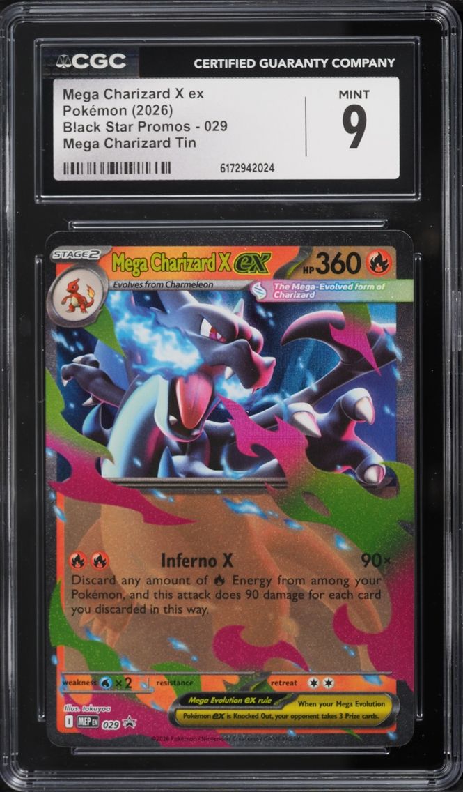 2026 Pokemon Mega Evolution Black Star Promo Tin Mega Charizard X EX #29 CGC 9 MINT