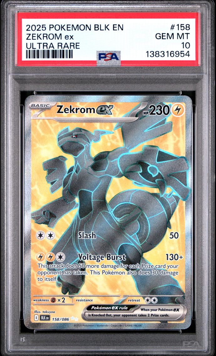 2025 #158 Zekrom EX PSA 10 Blk EN-Black Bolt