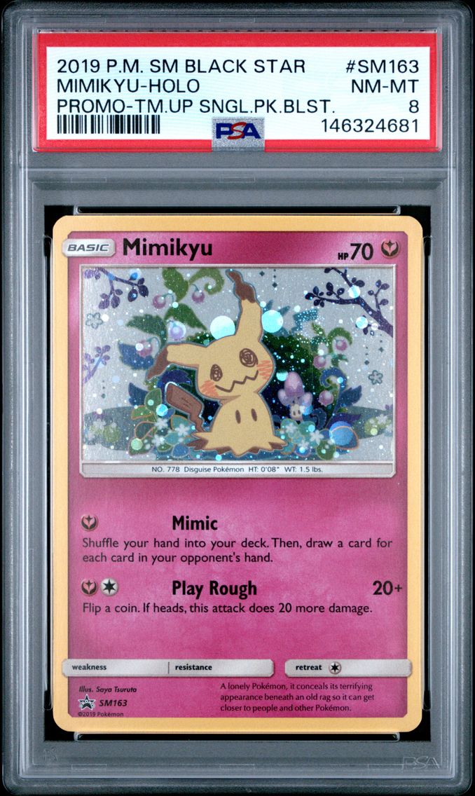 2019 #SM163 Mimikyu-Holo PSA 8 SM Black Star Promo Pokemon