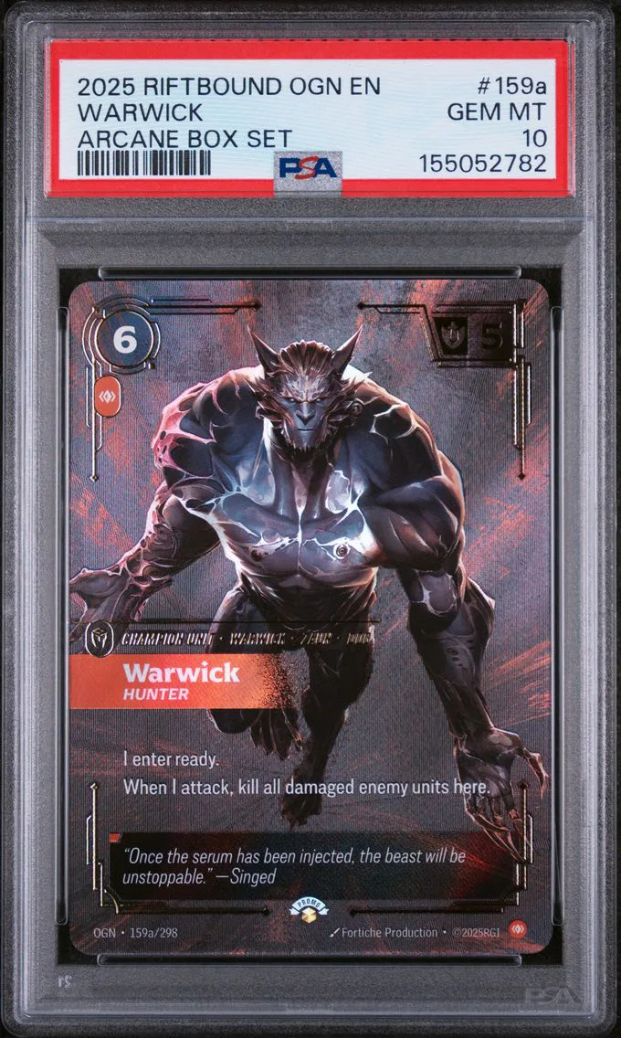 2025 #159a Warwick - Hunter PSA 10 Riftbound: League of Legends Ogn-Origins