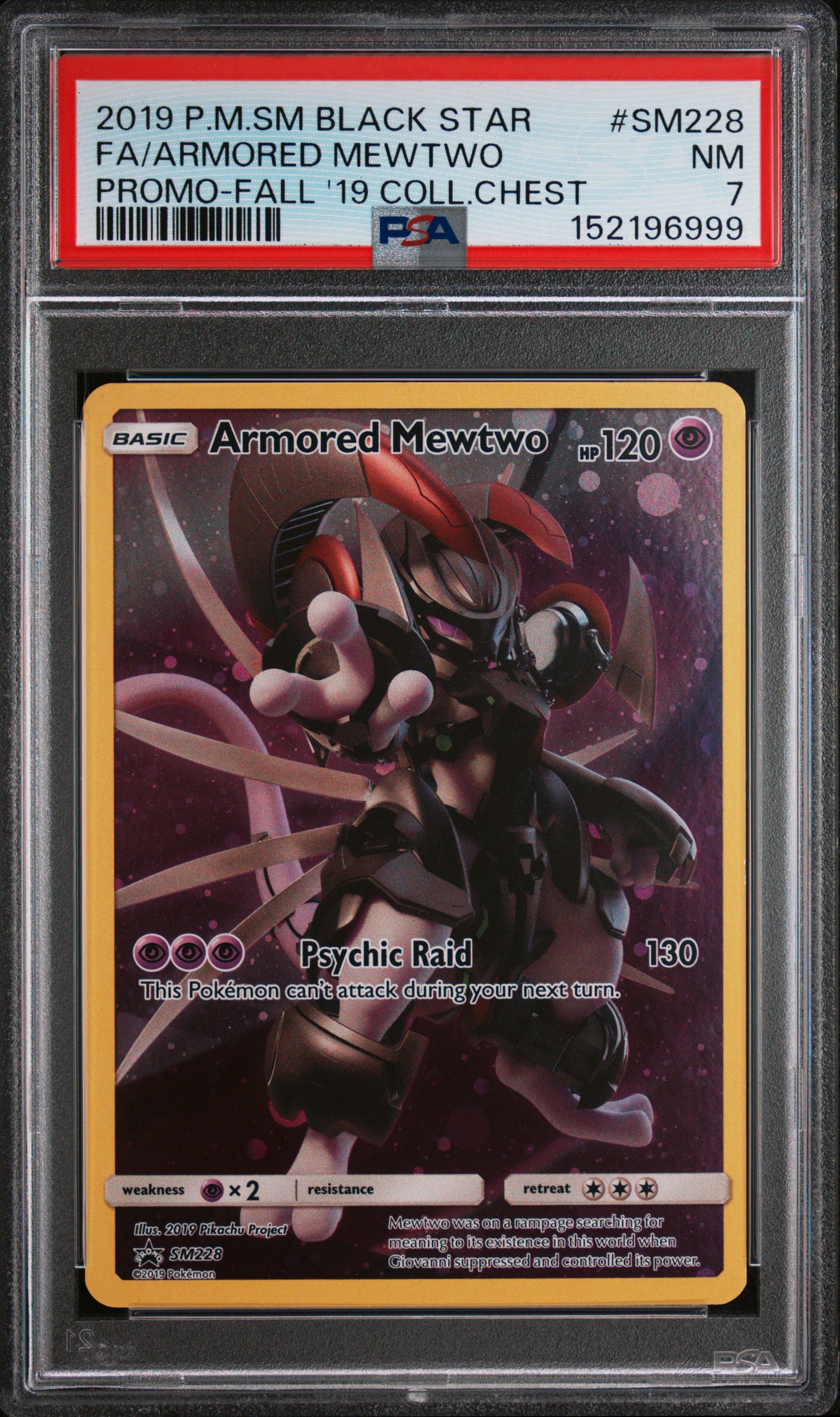 2019 #Sm228 Full Art/Armored Mewtwo PSA 7 Sm Black Star Promo