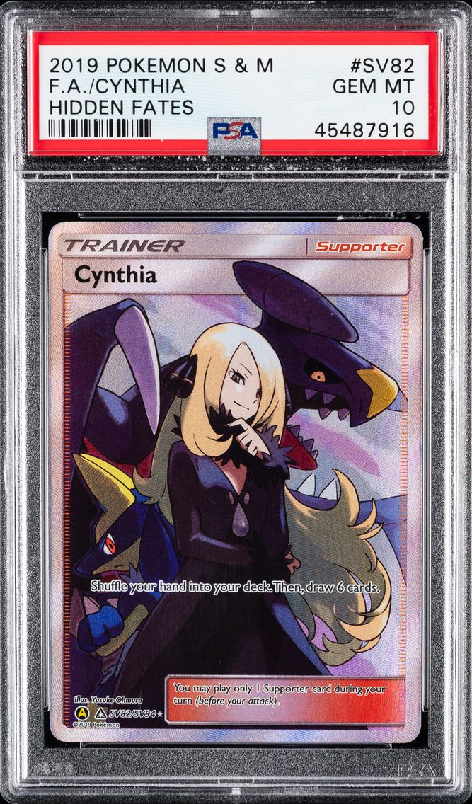 2019 #SV82 Full Art/Cynthia PSA 10 Sun & Moon Hidden Fates Pokemon