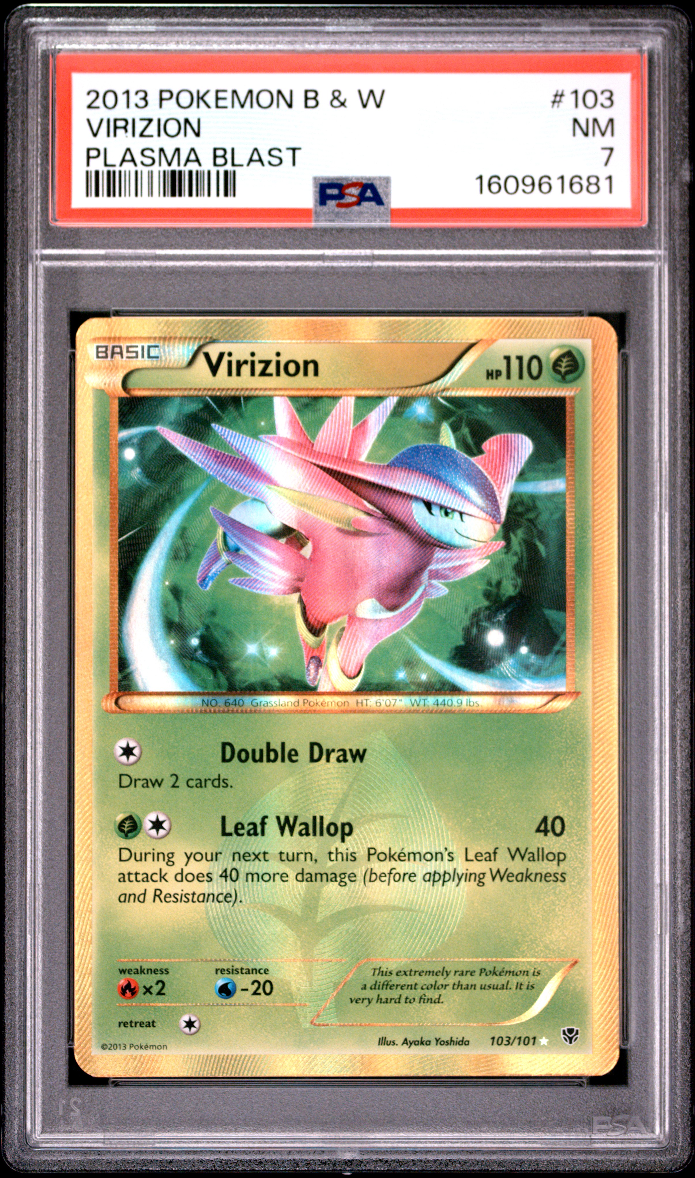 2013 #103 Virizion PSA 7 Black & White Plasma Blast