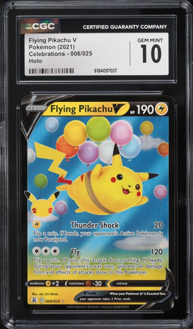 2021 #6 Flying Pikachu V CGC 10 Pokemon Sword & Shield Celebrations Holo