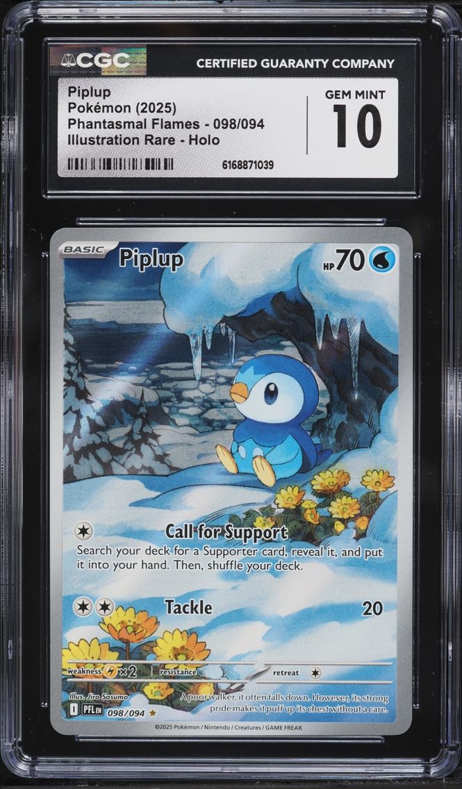 2025 Pokemon Mega Evolution Phantasmal Flames IR Piplup #98 CGC 10 GEM MINT