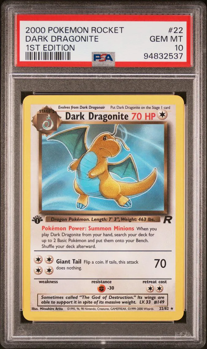 2000 #22 Dark Dragonite 1st Edition PSA 10 Rocket