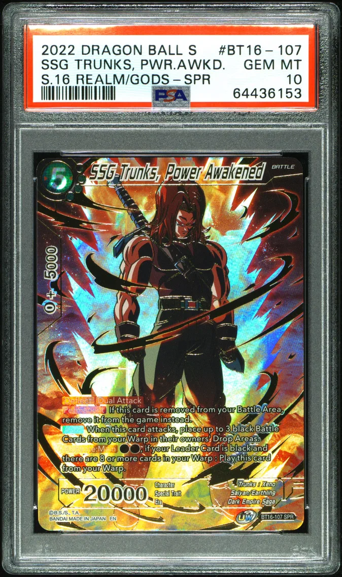 2022 #BT16-107 Ssg Trunks, Power Awakened PSA 10 Dragon Ball Super Card Game Series 16 Realm of the Gods
