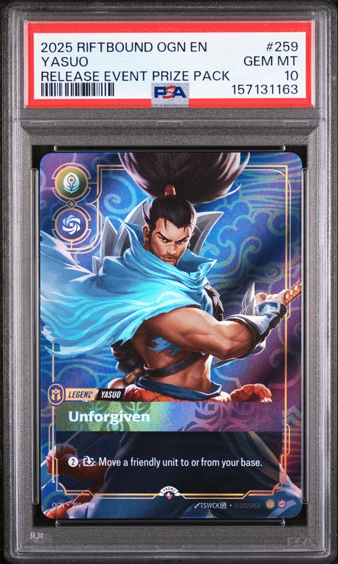 2025 #259 Yasuo - Unforgiven PSA 10 Riftbound: League of Legends Ogn-Origins
