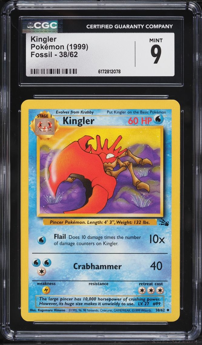 1999 Pokemon Fossil Kingler #38 CGC 9 MINT