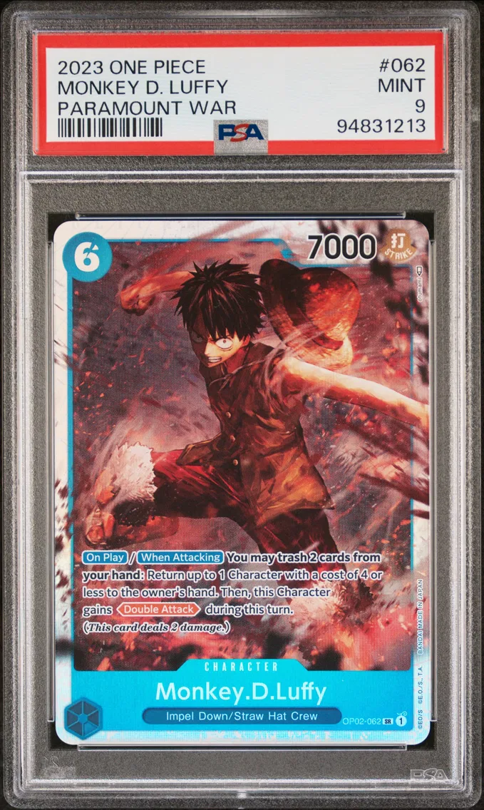 2023 #062 Monkey D. Luffy PSA 9 One Piece OP02-Paramount War