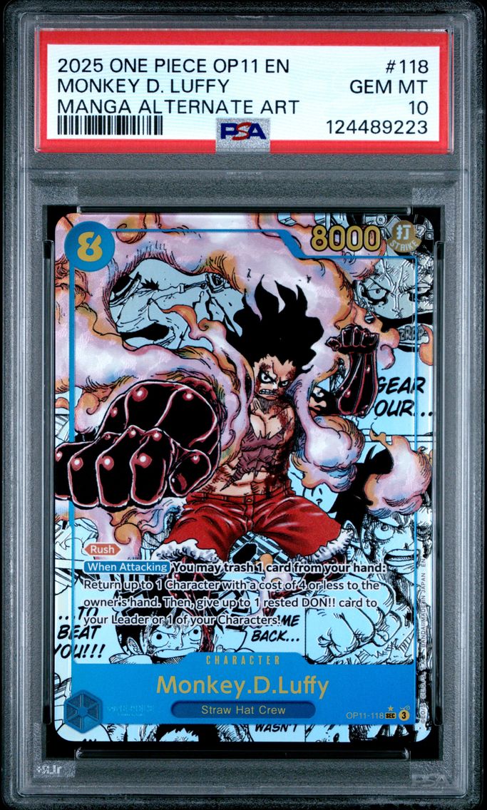 2025 #118 Monkey D. Luffy PSA 10 One Piece OP11-A Fist of Divine Speed Pokemon