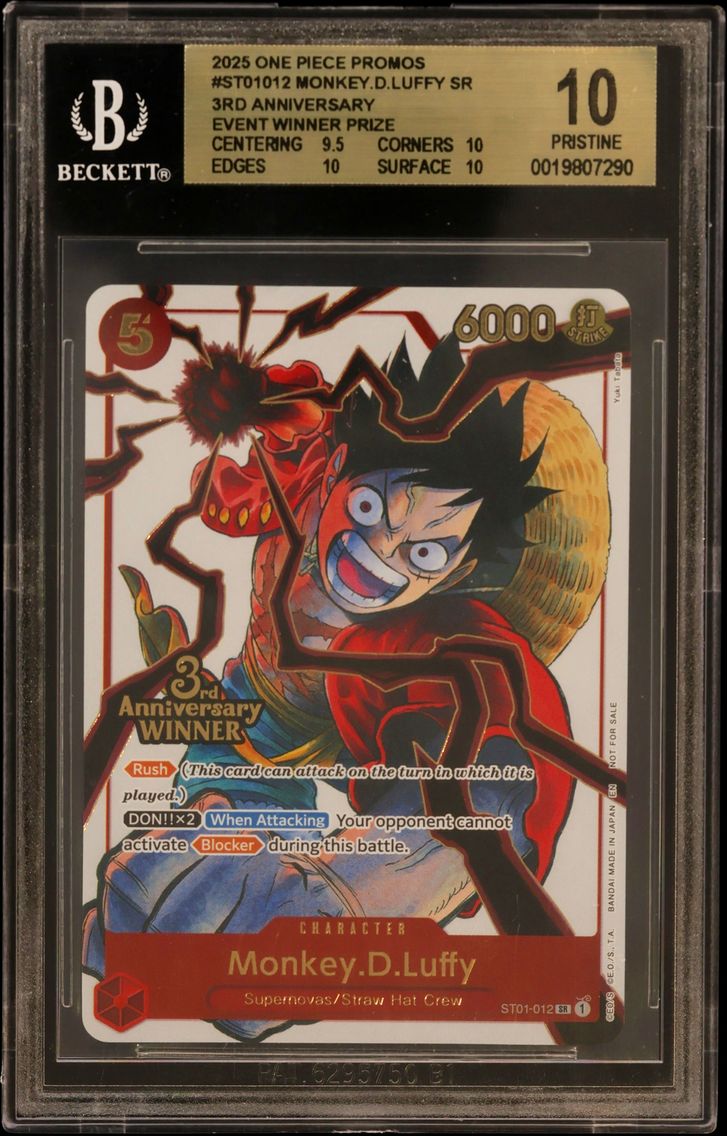 2025 #ST01012 Monkey.D.Luffy SR/(3rd Anniversary Event Winner Prize) BGS 10 One Piece Card Game Promos