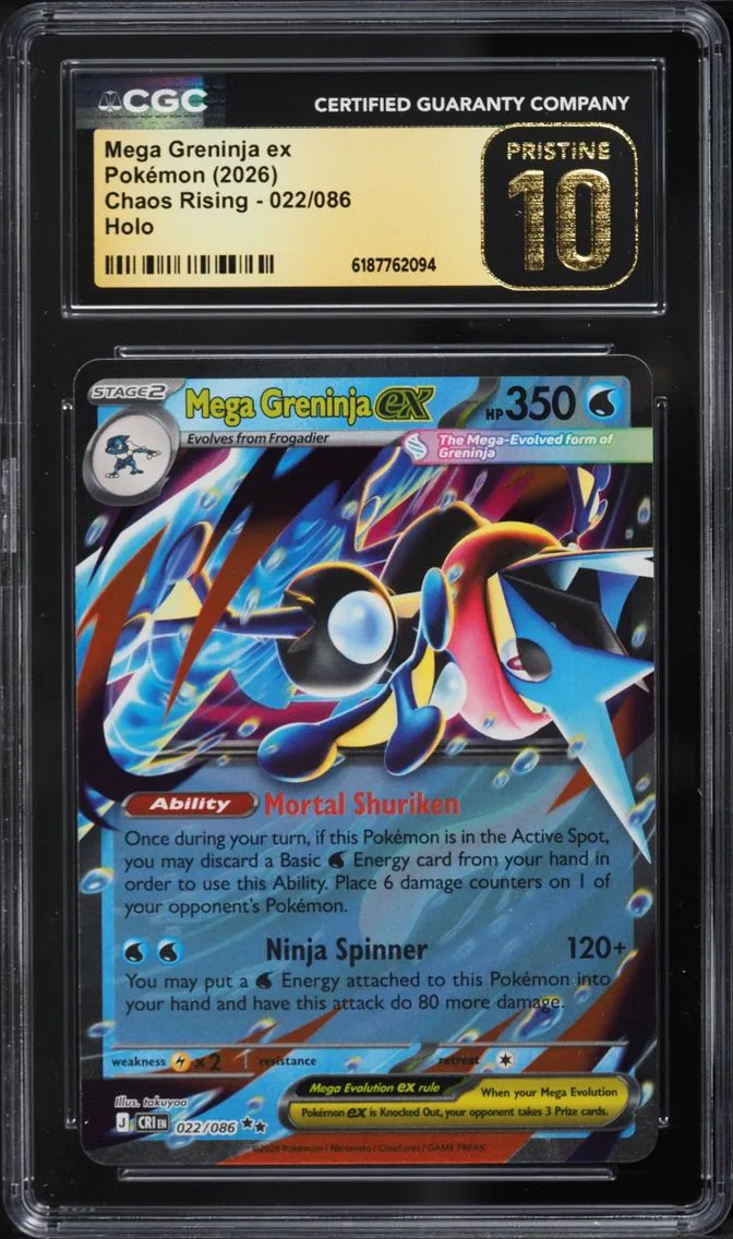 2026 #22 Mega Greninja ex CGC 10 Pokemon Mega Evolution Chaos Rising Holo