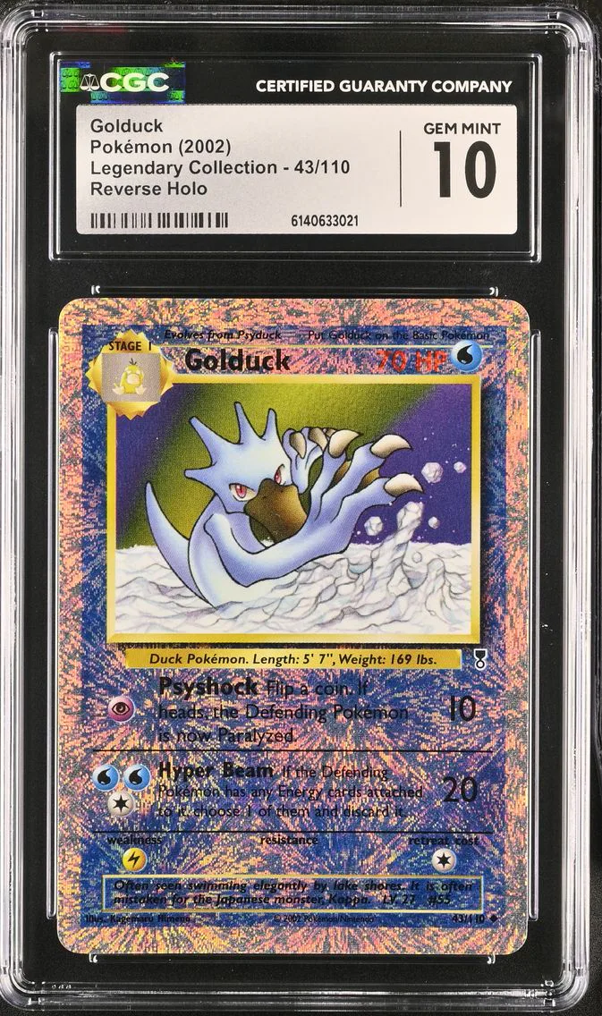 2002 #43 Golduck Reverse Holo CGC 10 Legendary Collection - English