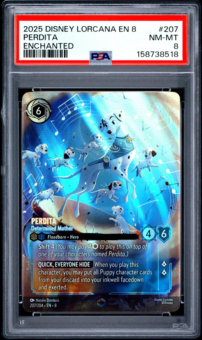 2025 #207 Perdita - Determined Mother PSA 8 Disney Lorcana EN 8-Reign of Jafar