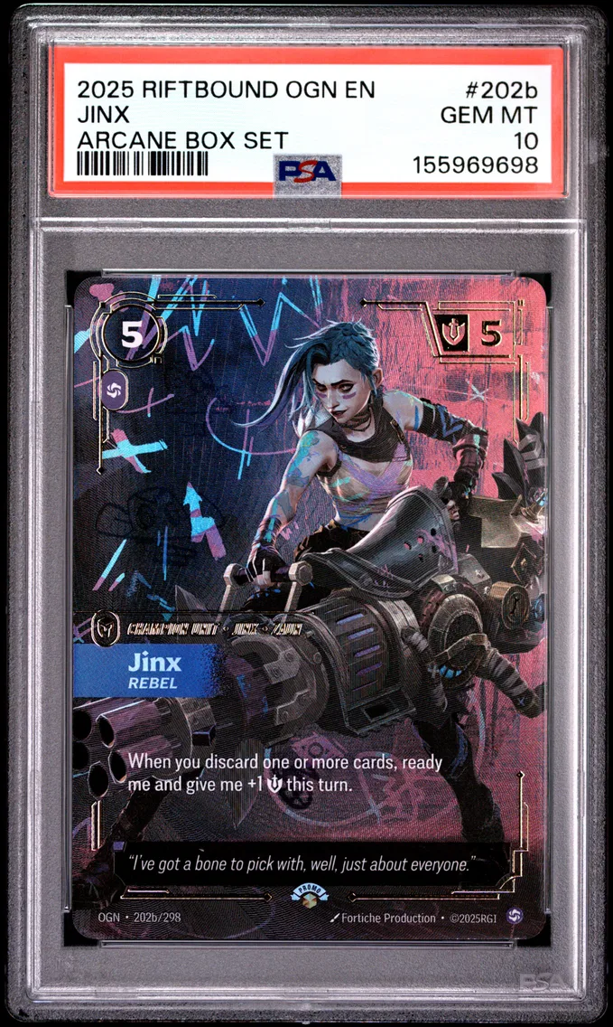 2025 #202b Jinx - Rebel PSA 10 Riftbound: League of Legends Ogn-Origins