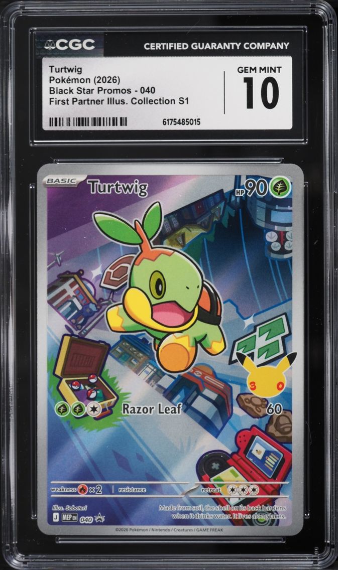2026 Pokemon Mega Evolution Promo First Partner Illustration Full Art Turtwig #40 CGC 10 GEM
