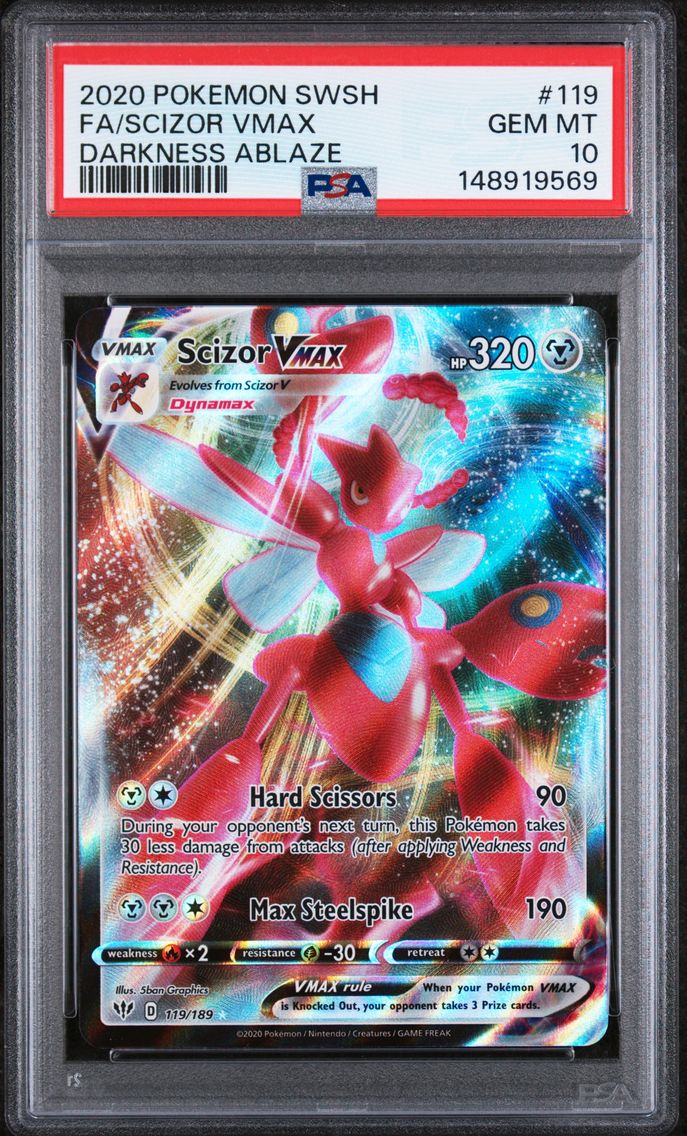 2020 #119 Full Art/Scizor Vmax PSA 10 Sword & Shield Darkness Ablaze