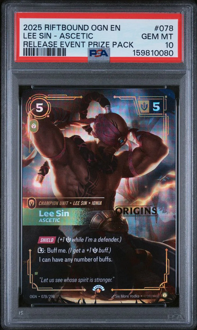 2025 #078 Lee Sin - Ascetic PSA 10 Riftbound: League of Legends Ogn-Origins