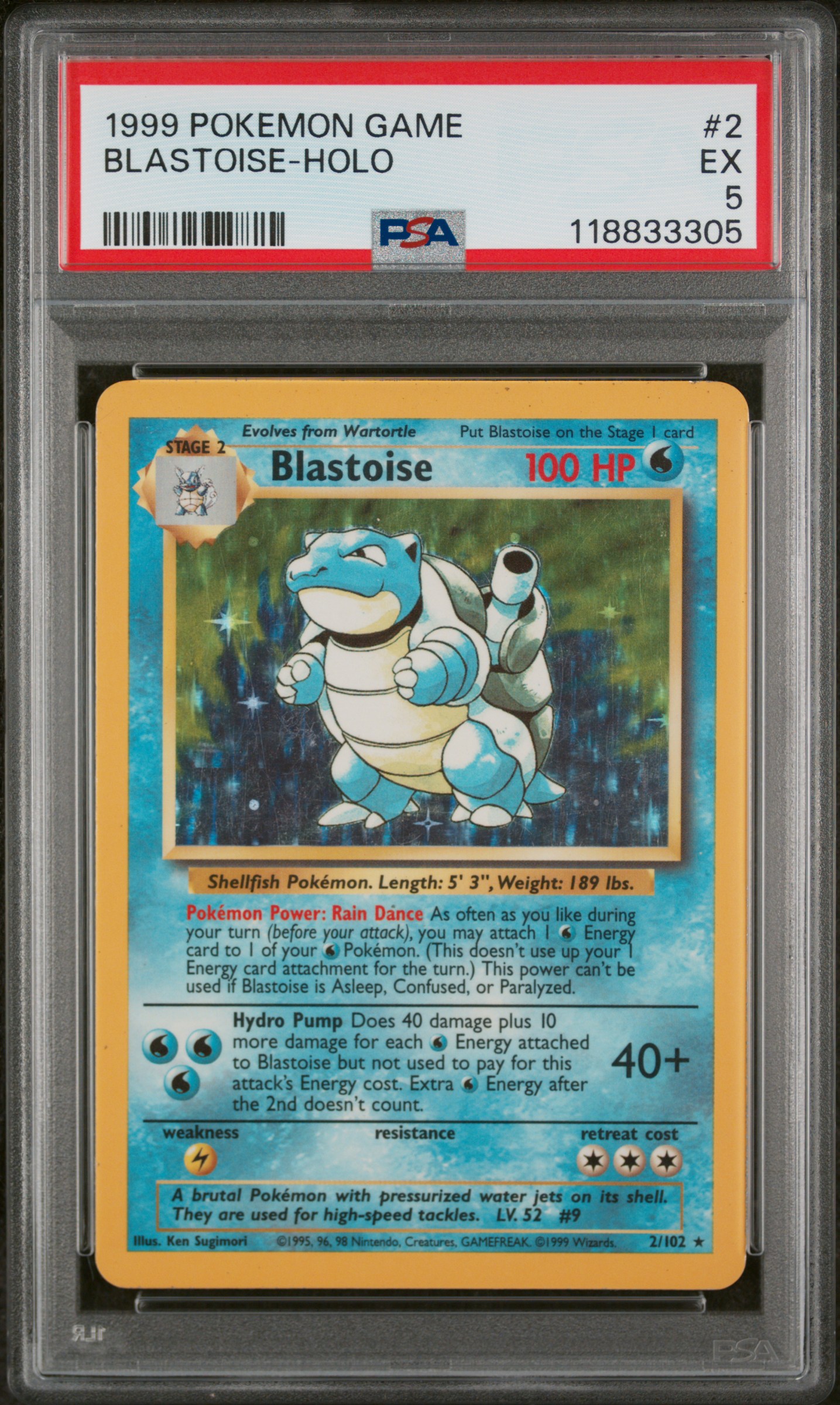 1999 #2 Blastoise-Holo PSA 5 Game