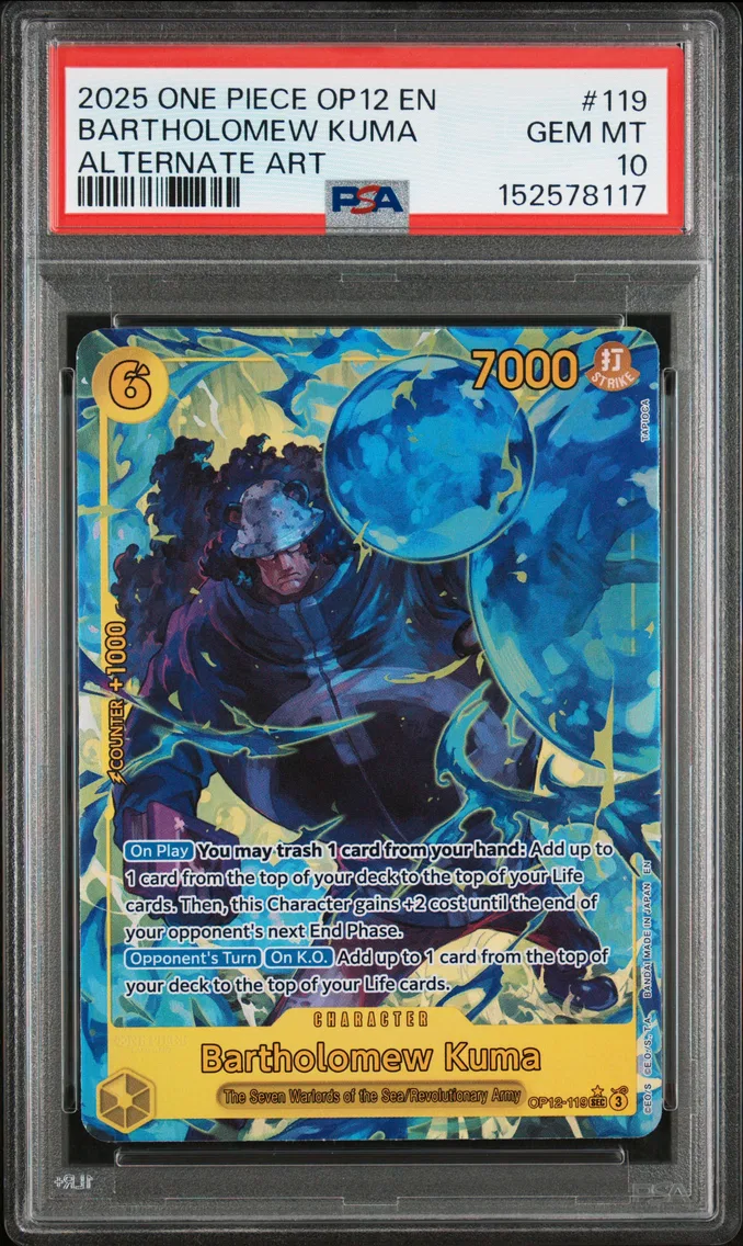 2025 #119 BARTHOLOMEW KUMA PSA 10 One Piece OP12-Legacy of the Master