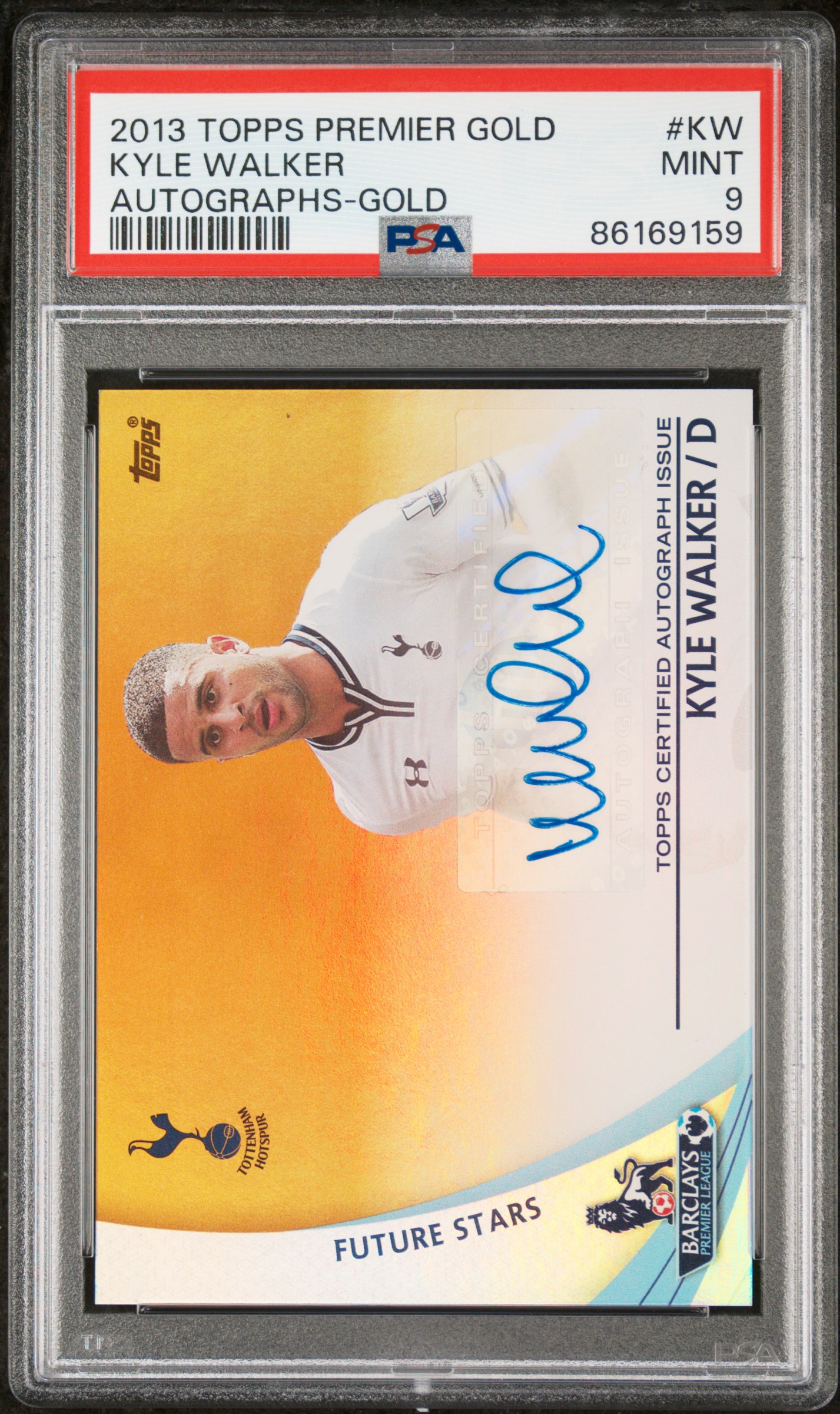 2013 #Kw Kyle Walker PSA 9 Topps Premier Gold Autographs