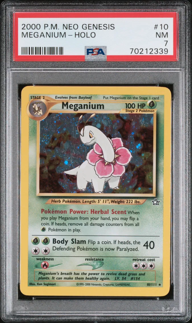 2000 Pokemon Neo Genesis Meganium-Holo Neo Genesis #10 PSA 7