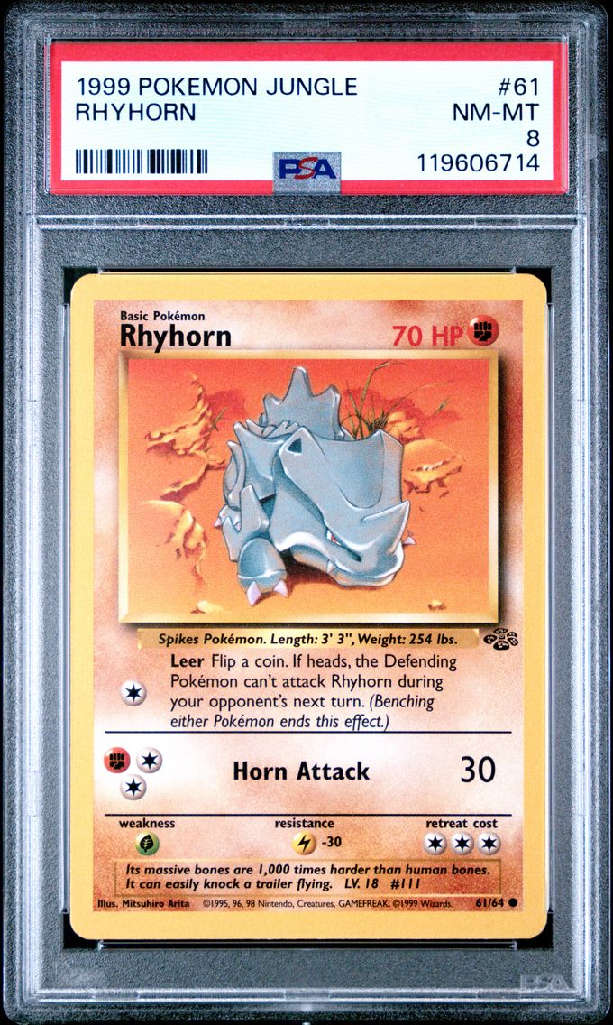 1999 #61 Rhyhorn PSA 8 Jungle Pokemon