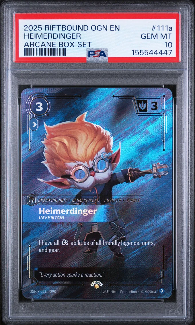 2025 #111a Heimerdinger - Inventor PSA 10 Riftbound: League of Legends Ogn-Origins