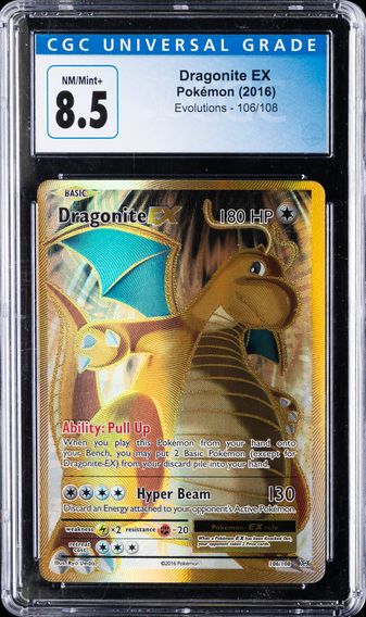 2016 #106 Full Art Dragonite EX CGC 8.5 XY Evolutions