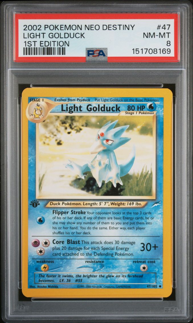 2002 #47 Light Golduck 1st Edition PSA 8 Neo Destiny