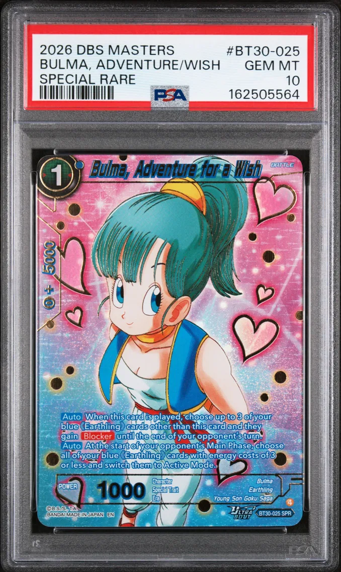 2026 #BT30-025 Bulma, Adventure for A Wish PSA 10 Dragon Ball Super Card Game Masters Series 30 Three Glorious Fighters