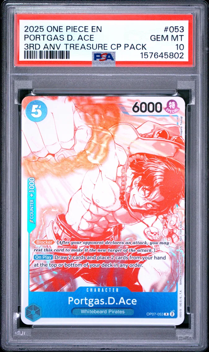 2025 #053 Portgas D. Ace PSA 10 One Piece 3rd Anniversary! One Piece Card Treasure Campaign Pack
