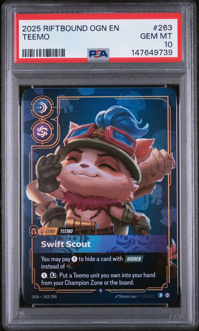 2025 #263 Teemo - Swift Scout PSA 10 Riftbound: League of Legends Ogn-Origins