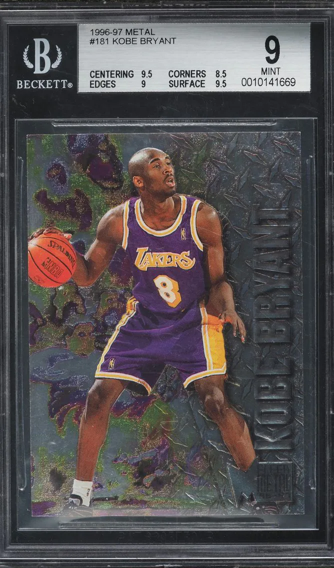 1996 METAL BASKETBALL KOBE BRYANT ROOKIE #181 BGS 9 MINT