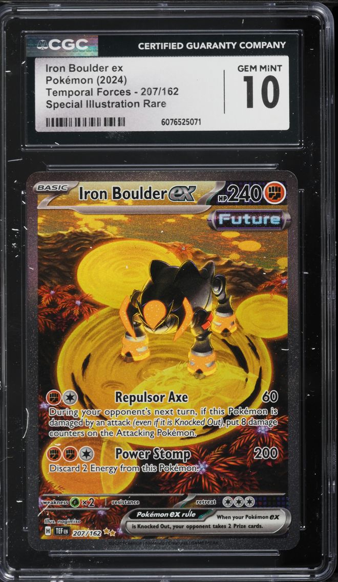 2024 #207 Iron Boulder EX CGC 10 Tef EN-Temporal Forces Pokemon