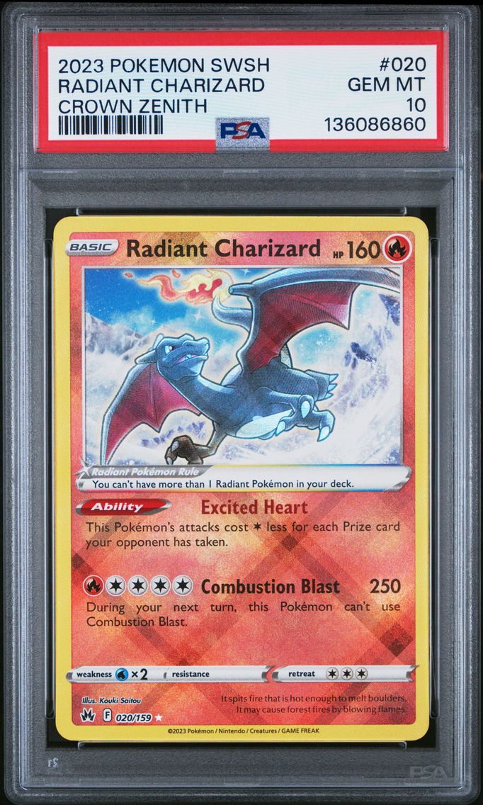 2023 #020 Radiant Charizard PSA 10 Sword and Shield Crown Zenith