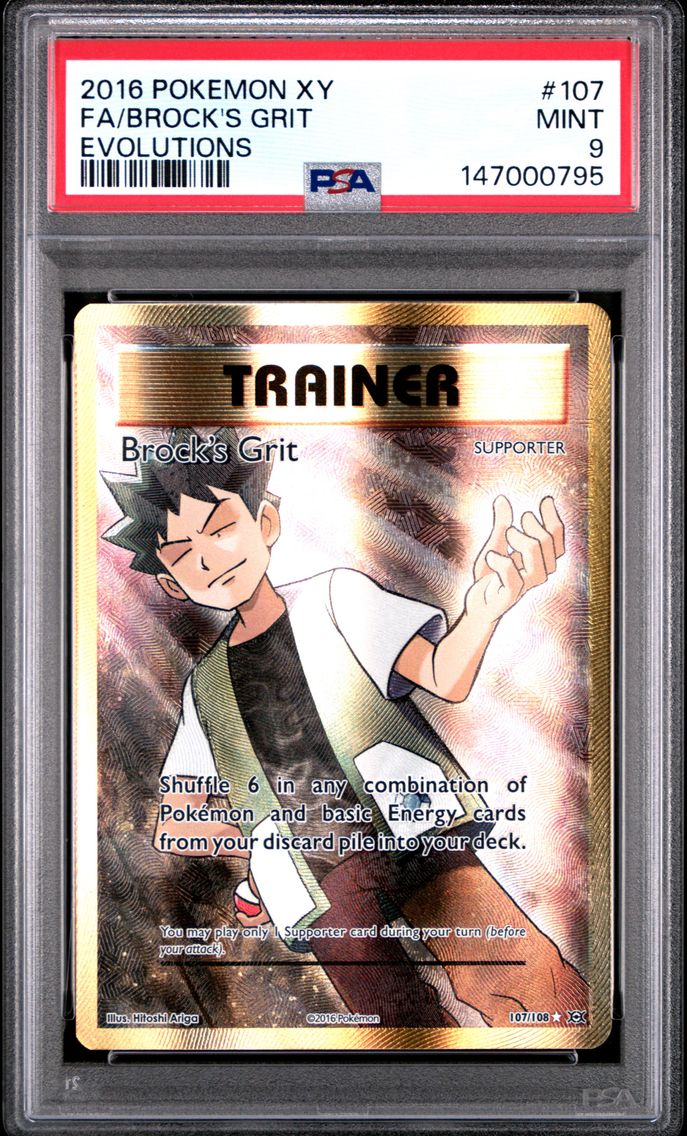 2016 #107 Full Art/Brock's Grit PSA 9 XY Evolutions Pokemon