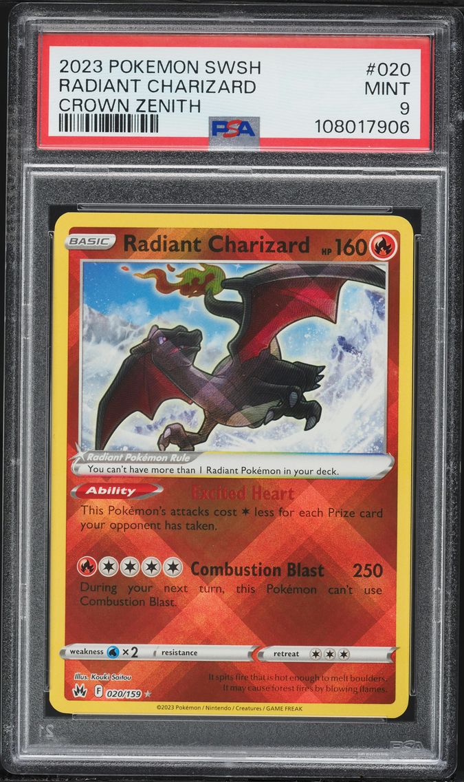 2023 #020 Radiant Charizard PSA 9 Sword and Shield Crown Zenith Pokemon