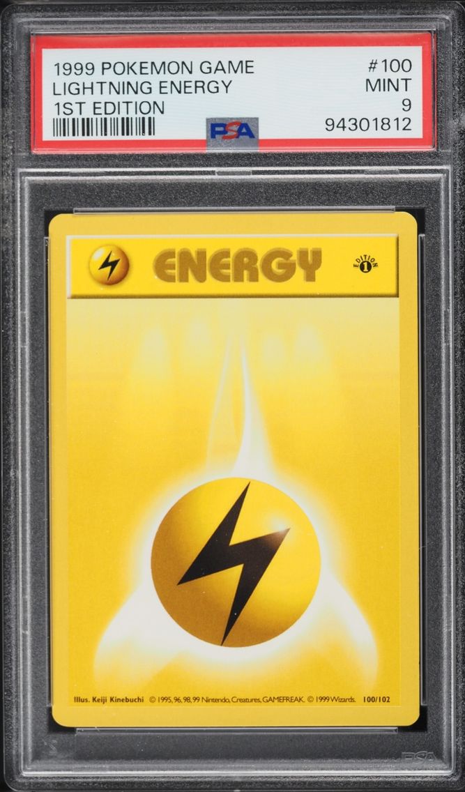 1999 Pokemon Base Set Shadowless 1st Edition Lightning Energy #100 PSA 9 MINT