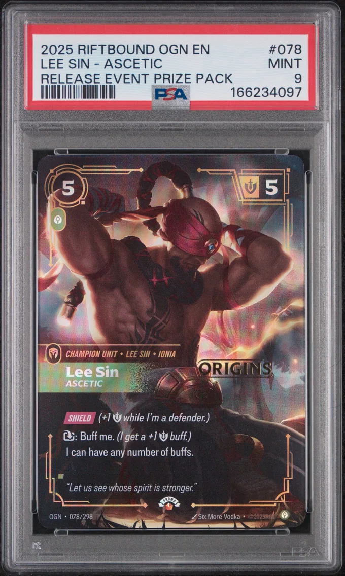 2025 #078 Lee Sin - Ascetic PSA 9 Riftbound: League of Legends Ogn-Origins